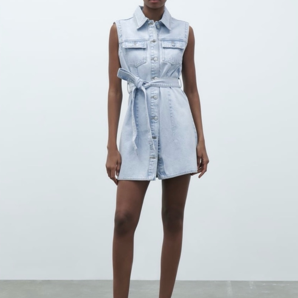Blue Denim Sleeveless Dress